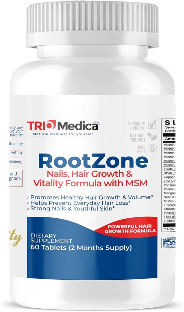 RootZone MSM hiukset, iho & kynnet, yli 20 ainesosat lukien biotiini ja MSM, 60 tablettia