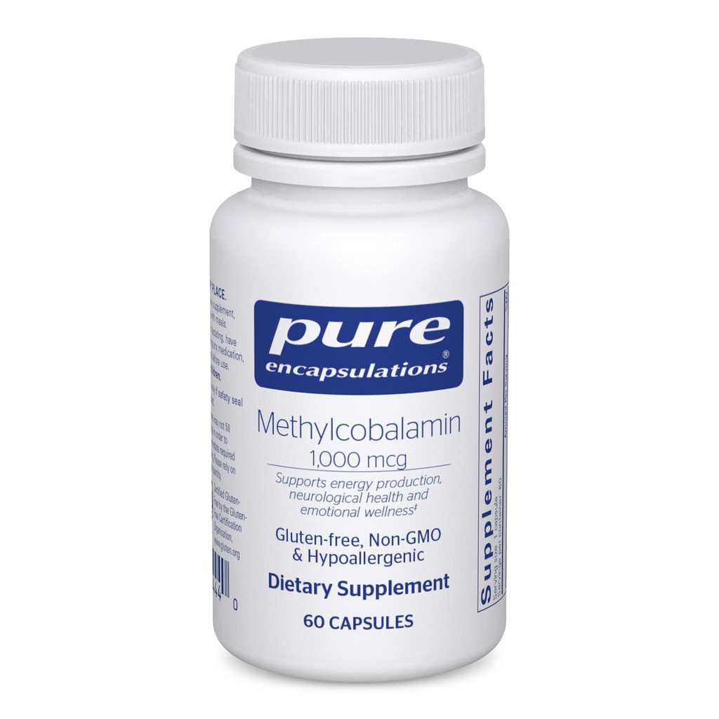 Rena inkapslingar Methylcobalamin 1000 mcg - Vitamin B12 Supplement för att stödja minne och nervhälsa - Premium Vitamin B12 kapslar - 60 kapslar