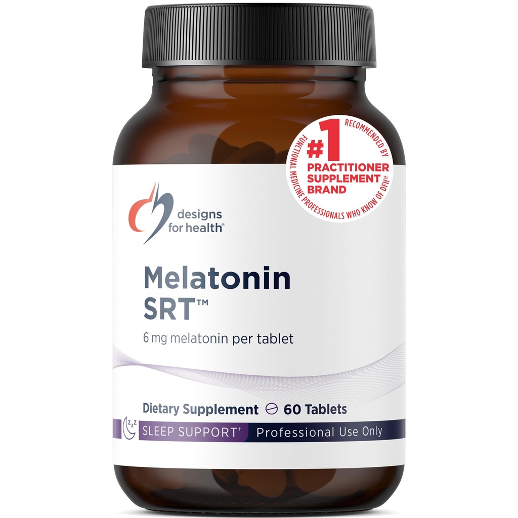 Designs for Health Time Release Melatoniini SRT - Melatoniinin Supplement for Sleep Supplement for Aikuinen, 6 mg per tabletti - Vegan + ei-GMO (60 tablettia)