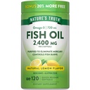 Naturens Sanning Fisk Oil 2400mg | 120 Snabb Släpp Softgels | 720 mg Omega 3 | Burpless Lemon Flavor Pills | Non-GMO & Gluten Free Supplement