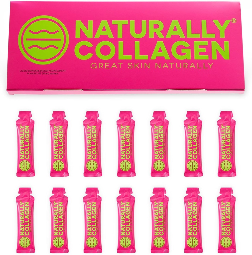 Premium Hydrolysed Liquid Marine Collagen Supplement - 8000 mg Collagen per Sachet Plus 180 mg VIT C - Natural Tropical Fruit Flavour - 14 pussia per laatikko