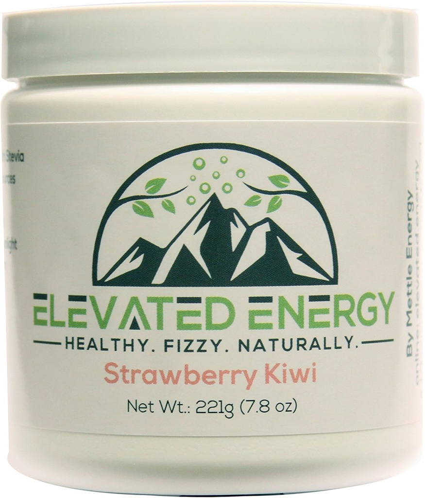 Hälsosam energidryckspulver - Stevia & Natural Caffeine | Förhöjd energi Fizzy Drink Mix | Strawberry Kiwi | 30 portioner