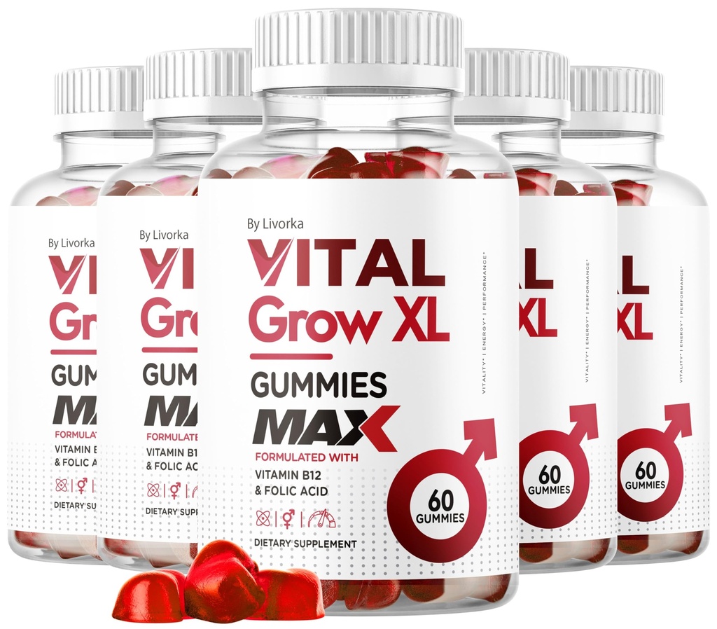 (5 Pack) Vital Grow XL Male Gummies - Mäns Performance Gummies 1050MG Vital GrowXL Blend, Vital Growth Gummy Advanced Formel, 300 Gummies för 5 månader