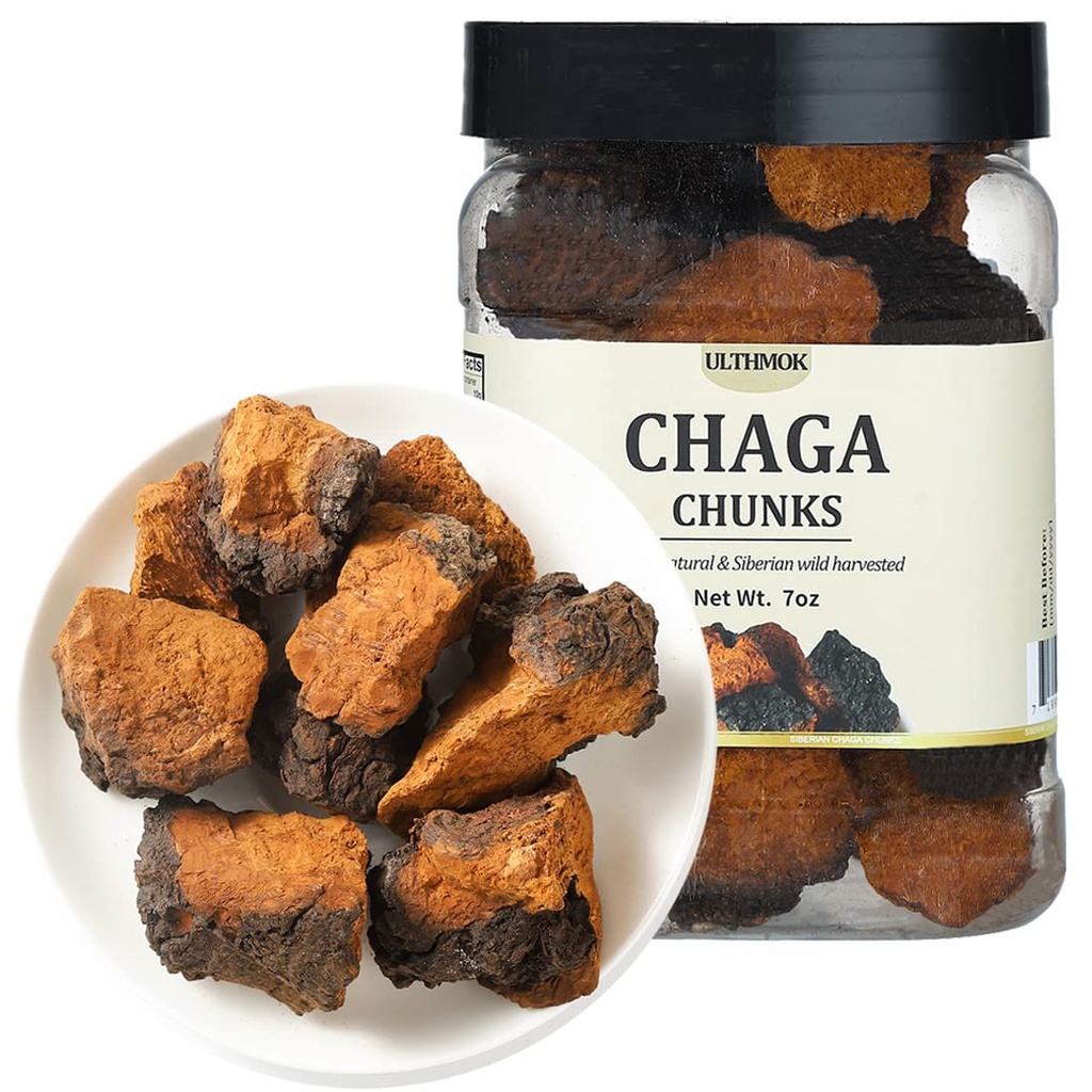 Premium Chaga Mushroom Chunks 7 Oz/199g, Vald Natural Chaga Mushroom Tea,100% Siberian Wild Harvested.