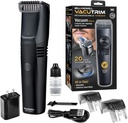 Vacutrim Cordless Mens Beard Trimmer, Rechargeable Electric Shaver med 20 Trim Setting Calibration Dial och Built-in Vacuum för Mustache, Sideburns. Ansiktshår, svart, 7,5", som ses på TV