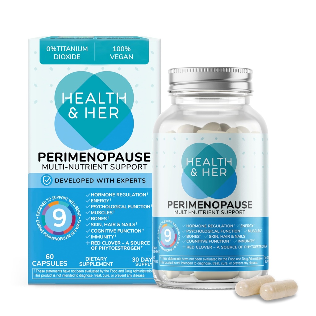 Terveys ja hänen perimenopaussi täydentää naisille ... Iso-Britannia nro.1 Perimenopaussi täydentää - moniravintoinen hyvinvointi tuki varhaisen vaiheen vaihdevuodet, vegaaninen, gluteeniton, ei GMO (60 ct - 1 kuukausi)