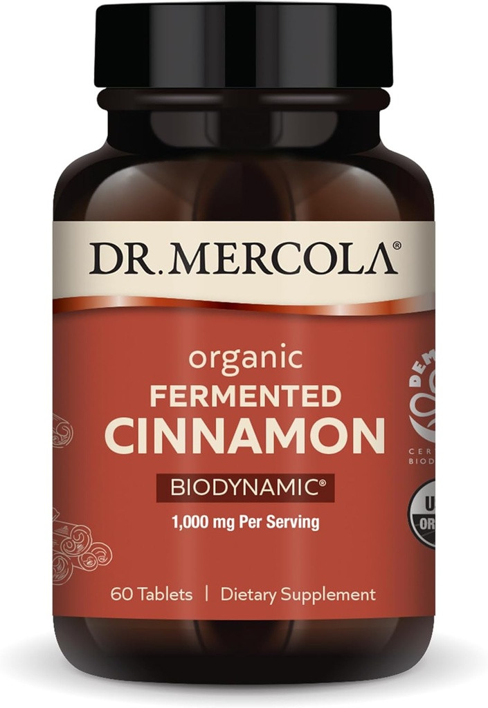 Dr. Mercola Biodynaaminen Organic Fermented Kaneli - Tukee Metabolic Health - High-Flavonoid Kaneliuute - USDA Organic, ei-GMO, Gluteeniton & soijaton - 90 tablettia