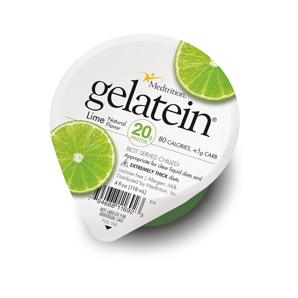 Gelatiini Lime: 20 grammaa proteiinia. Sokeriton. Ihanteellinen selkeä nesteellinen ruokavalio, nielemisvaikeuksia, bariatrinen, dialyysi ja onkologia. Hienoa ennen tai jälkeen harjoituksen välipalaa. (12 pakkaus)