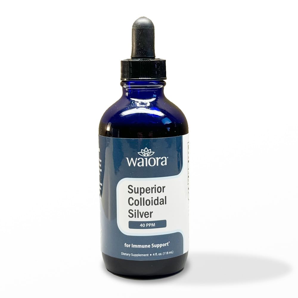Superior Kolloidinen Silver, Waiora, Liquid Mineral Supplement, 40 PPM, Immunosupport, Sininen lasipullo Dropper (1 bott/22 serv.)