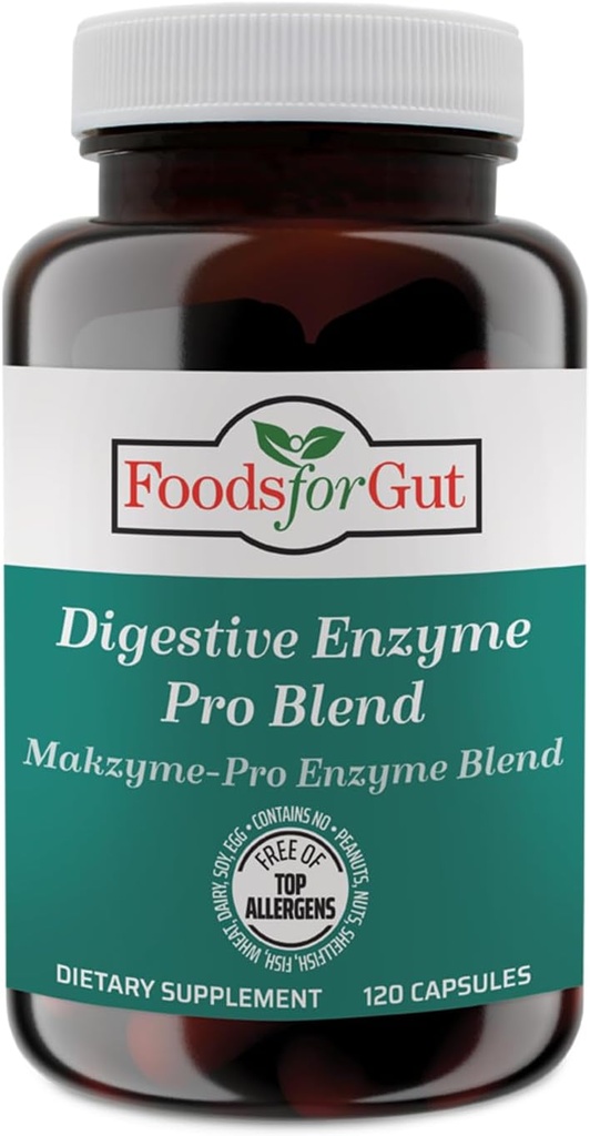 Livsmedel för Gut Digestive Enzyme Makzyme-Pro Blend & Probiotics Plus | 120 kapslar | Vegetariska kapslar | Fri från toppallergener | Stöd Digestive Health | Bloating & Gas Relief
