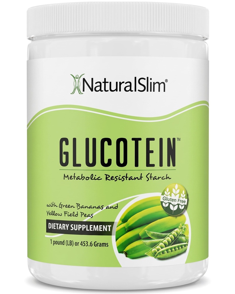 NaturalSlim Prebiotic Resistant Tärkkelys Supplement with Green Banana Fourours Organic & Pea Tärkkelys Blend Glucotein Powder - Non-GMO & Gluteeniton - 16 tarjoilua