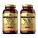 Solgar Triple Strength Omega 3 950 mg - 100 Softgels, Pack of 2 - Stöder Joint & Skin Health - Non-GMO, Gluten Free, Dairy Free - 200 Total Servings