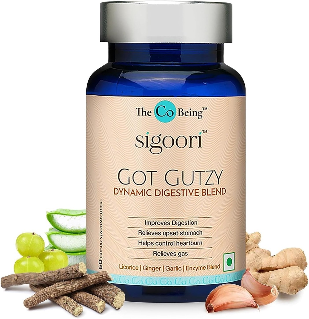 Gut Health lisäravinteet miehille ja naisille, Got Gutzy, sisältää kurkuma, inkivääri, Licorice, Aloe Vera ja Dgestive Enzymes, Dgestive Health, happoisuus, Ummetus, Pahoinvointi, 60 kapselia.