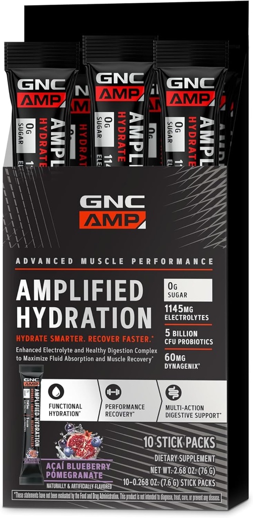 GNC AMP Vahvistettu nesteytys Elektrolyyttijauhe Drink Mix ... Tehostettu Elektrolyytti ja terveellinen digestiokompleksi...