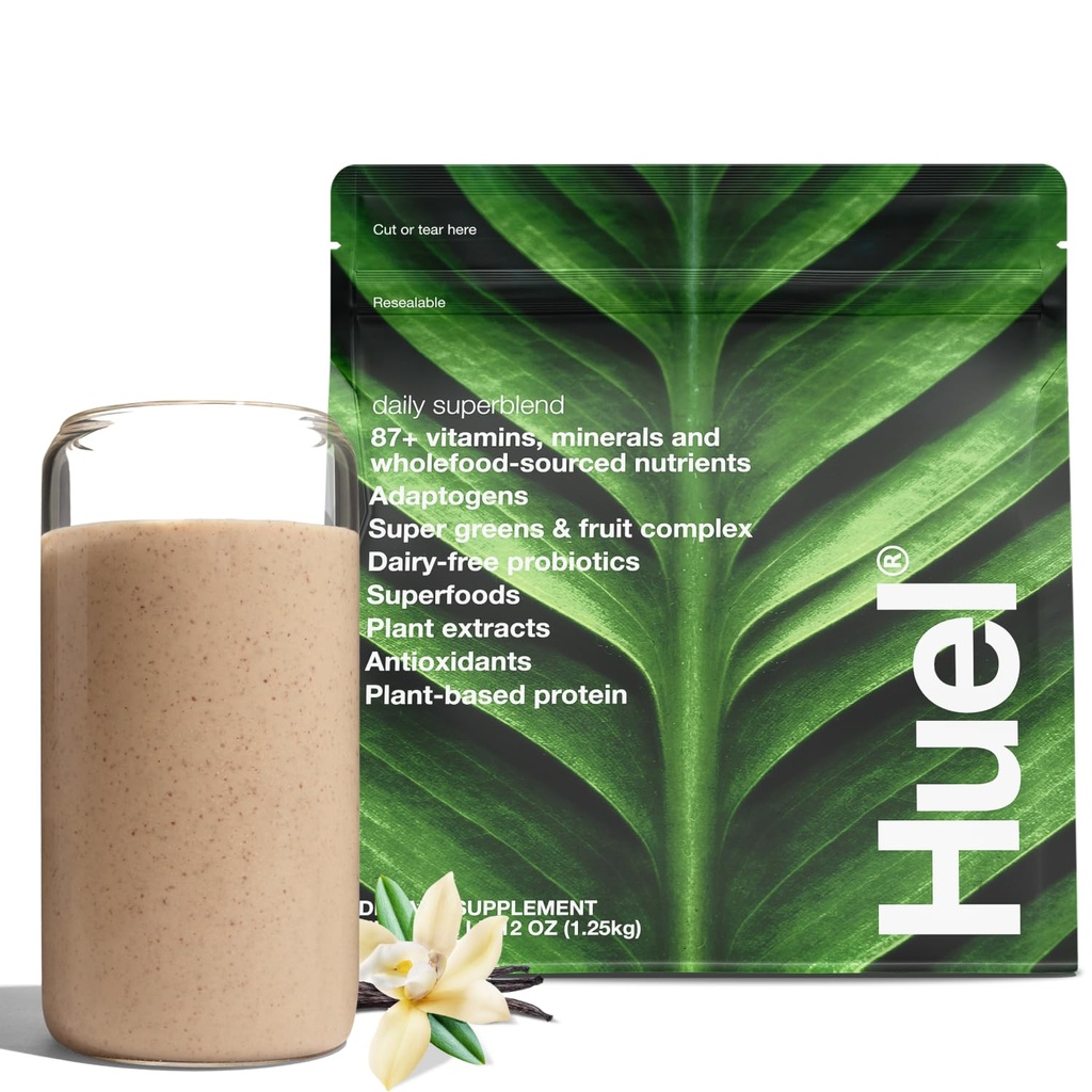 Huel Daily Superblend Vanilla Powder | 25g Plant Based Protein | Super Greens Powder | 87 Vitaminer, mineraler och Wholefood-Sourced Ingredients | 19 Servings | Scoop ingår inte för att minska plast