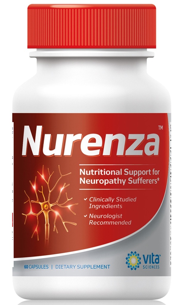 Vita Sciences Nurenza Neuropathy Relief Supplement 40x Strength Natural R-ALA Form för Nerve Health, snabb reparation w / vitaminer, antioxidanter vitaliserande fötter, händer, ben och tår. 60 Ct.