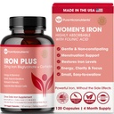 Rauta Supplement for Women - Hellästi Kelaatti Rauta Bisglysinaatti 25 mg kanssa C-vitamiini, B6, B12 Folic Acid 