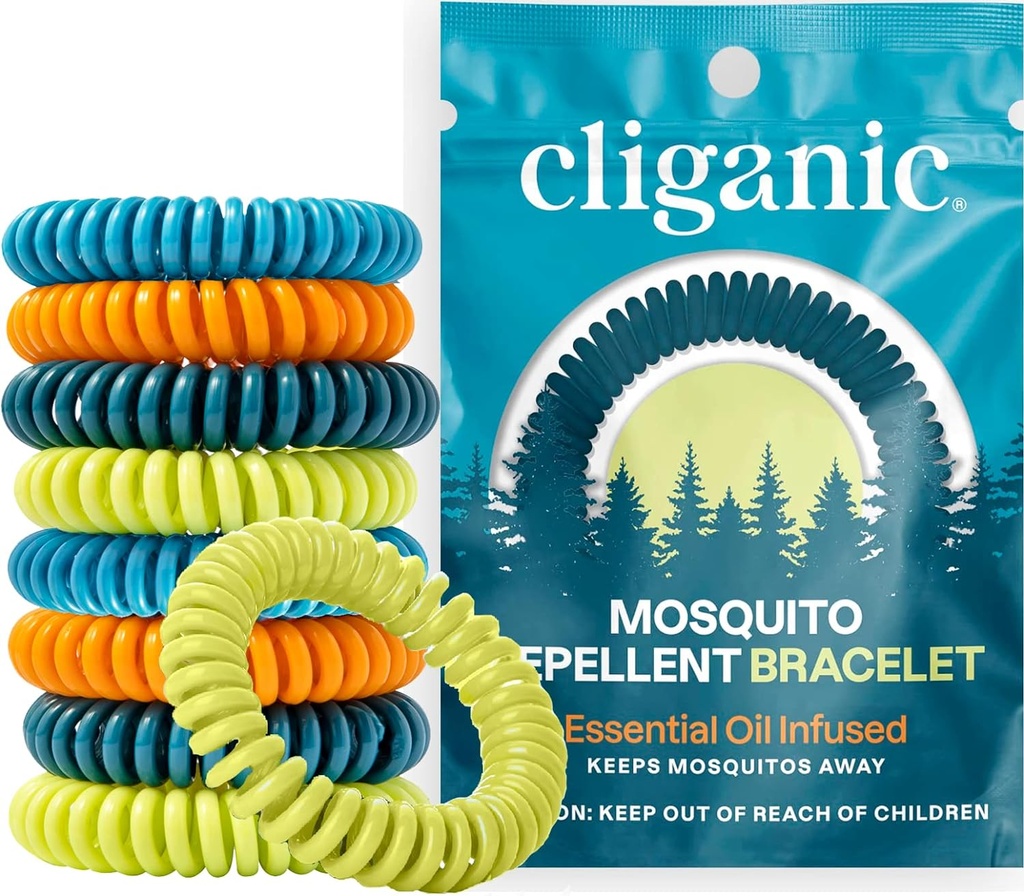 Cliganic 25 pakkaus Mosquito hylkivä rannekkeet aikuisille ja lapsille - Luonnollinen DEET vapaa bändit, erikseen kääritty