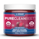 PureClean Beet Premium Beet Juice Powder - 100% Organic Typpioksidi tuki kliinisesti-Proven 3X Suurkierto, Endurance & Energy - Ylpeästi kylmä painettu, Eco Friendly, USA - 30 Servings