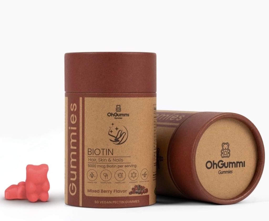 Biotiini 5000 mcg Gummies with VIT A, B12, C, D3, E + Foolihappo (Vegan Biotin)