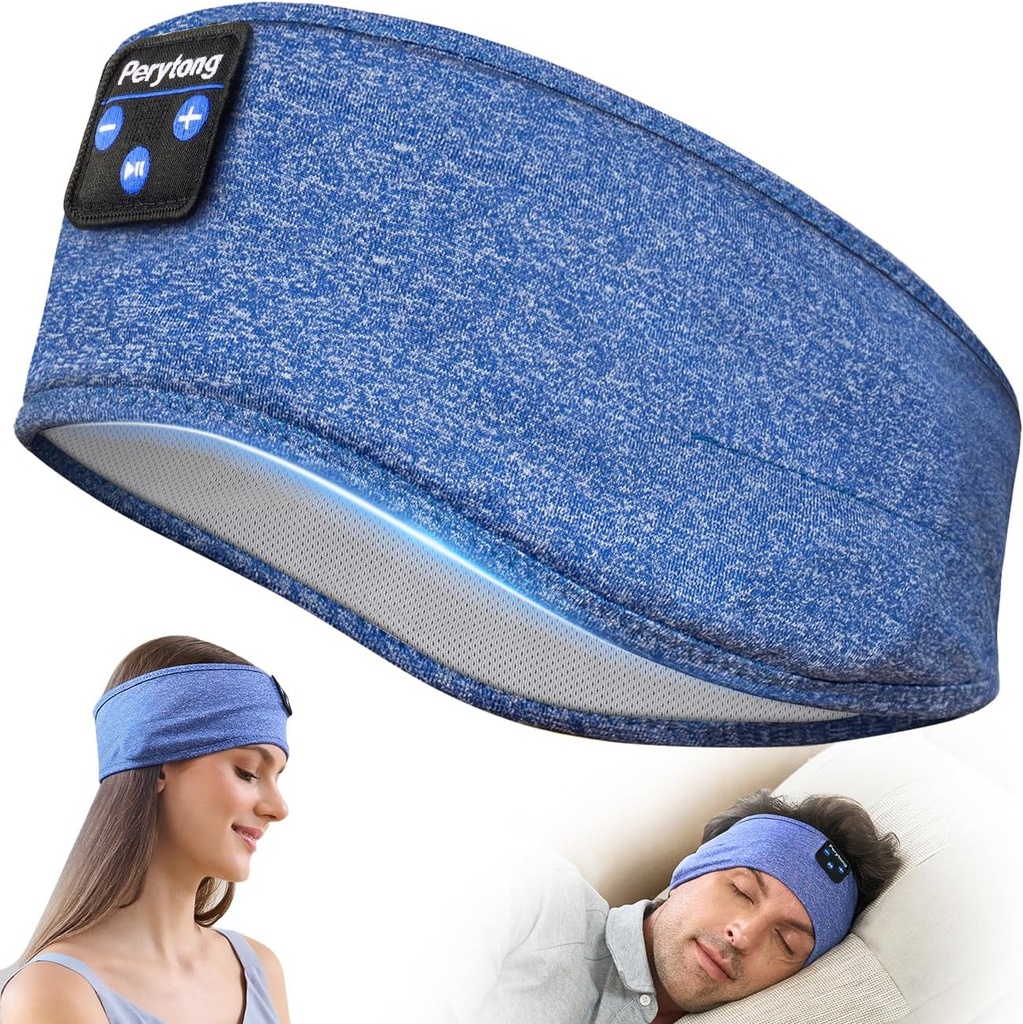 Perytong Bluetooth Headband kuulokkeet, Sleep Headphone Bluetooth for Side Sleepers - Sleeping Headband ohutkaiutin Mikrofoni Handsfree Gift Ideat naisille Miehet
