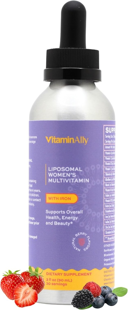 Naisten monivitamiiniliposomaalinen neste drops kanssa rautaa 30 päivän tarjonta ... 3 FL Oz ... ei-GMO ... Gluteeniton ... tukee yleistä terveyttä, energiaa ja kauneutta