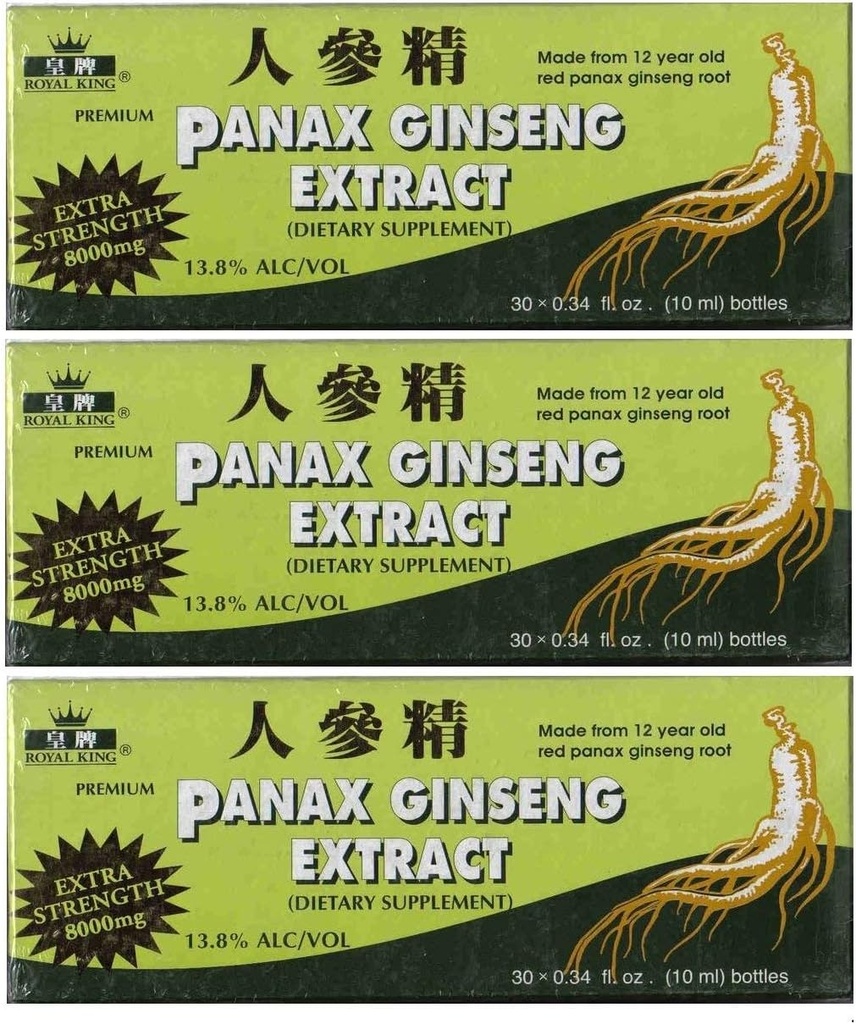 Royal King Panax Ginseng uute alkoholin kanssa 8000 mg 30 injektiopullo (3 laatikkoa)