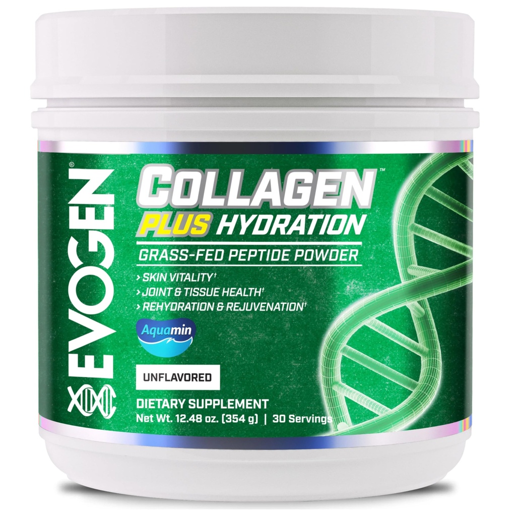 Evogen Collagen Plus Hydraation - Grass-Fed Collagen naisten ja miesten Kollageeni Peptides Powder 
