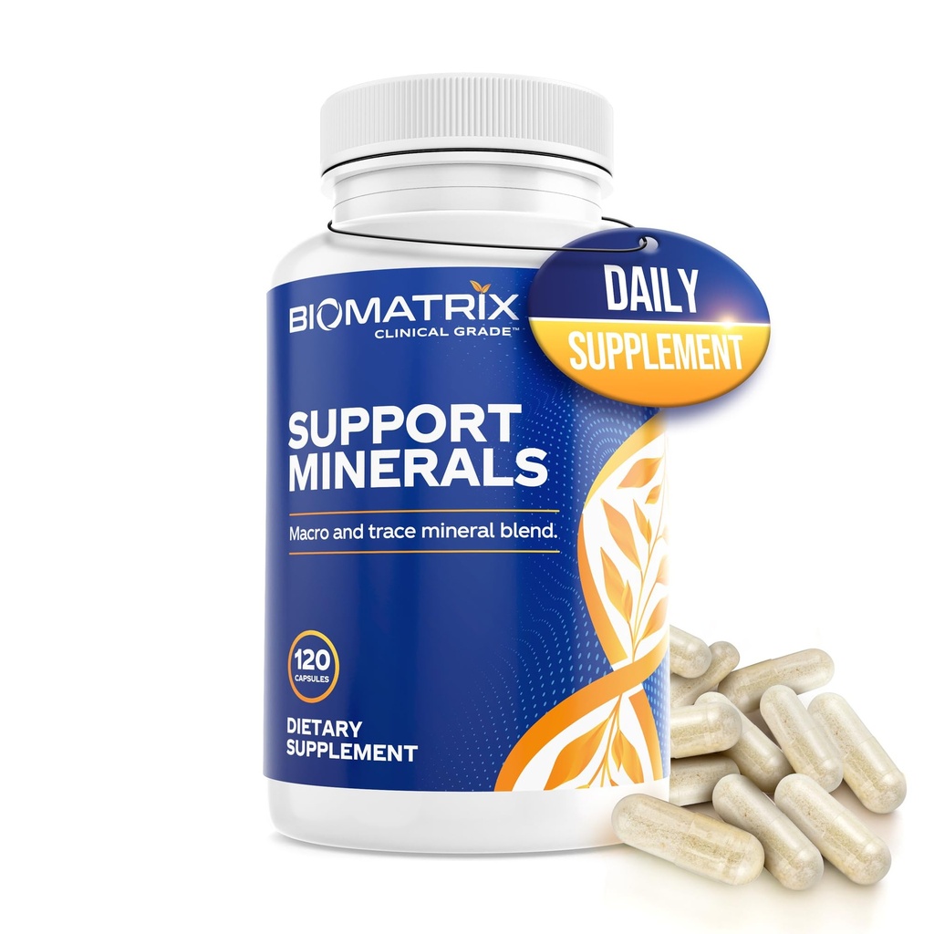 BioMatrix Mineral Supplement for Miehet ja naiset, Kelated Minerals ... Iron-free, Kalsium, Magnesium, Kupari, Sinkki, D-vitamiini, Jodi...