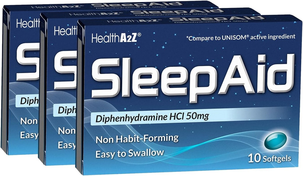 HealthA2Z® Unilääke . Difenhydramiini HCL 50 mg... Softgels..