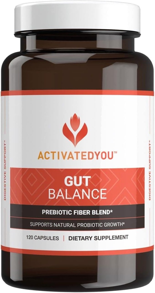 ACTIVATEDYOU Gut Balance Prebioottikuitu Blend- auttaa sääntely & tukea Ruoansulatusterveys & edistää jatkuva energia, miehet ja naiset. Prebiootit Gut Health - (120 kapselia)