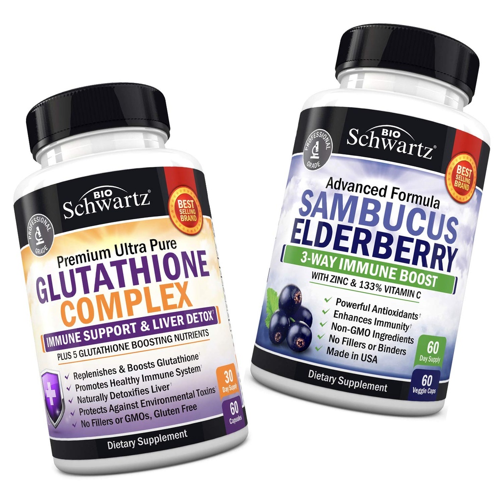Glutatione Complex maito ohdake uute, C-vitamiini & Quercetin + Sambucus Elderberry kapselit sinkki & C-vitamiini - luonnollinen antioksidantti Formula - edistää maksan ja immuuni tukea