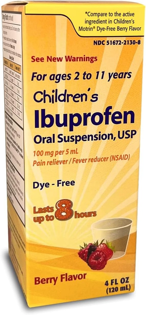 Taro Barns Ibuprofen Oral Suspension 100 mg per 5 ml, 4 Fl Oz, Smärta Reliever och Fever Reducer för Ålder 2-11 år, Dye-Free, Berry Flavor