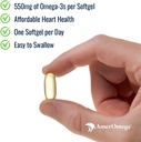 AmerOmega Triglyceride Omega-3 Fiskolja för hjärthälsa Support - Wild-Caught Alaskan Walleye Pollock - Amerikansk-Sourced, American-Made - Non-GMO, Gluten-Free & Dairy-Free - 60 Softgels