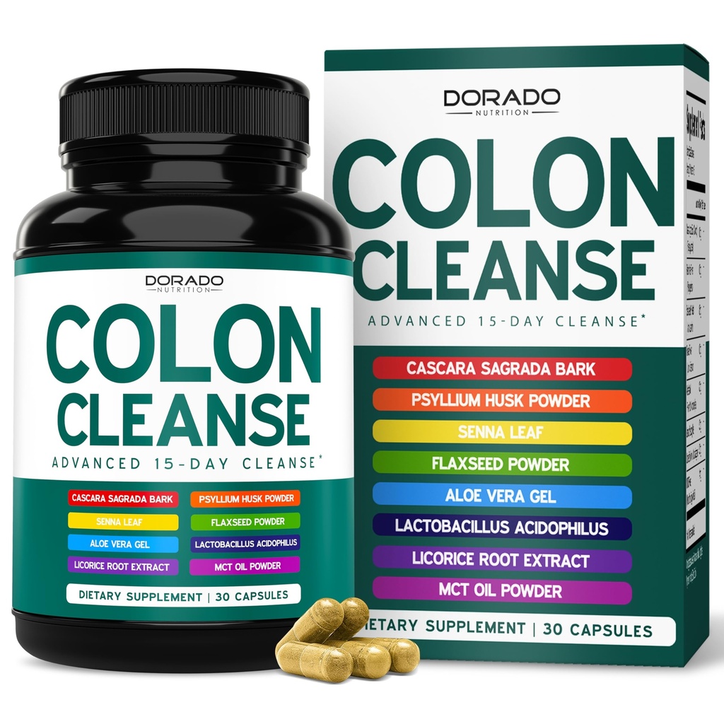 Colon Cleanse & Detox 15 Day Gut Cleanse (30 Count) Intestinal Cleanse Pills & Probiotic för Gentle Laxative & Bowel Relief för magbesvär - Tredje part testad, Vegan, icke-GMO - Made in USA
