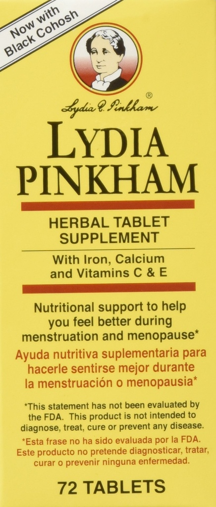 Lydia Pinkham Herbal Supplement Tabletit kuukautisten ja vaihdevuosien tuki, 72