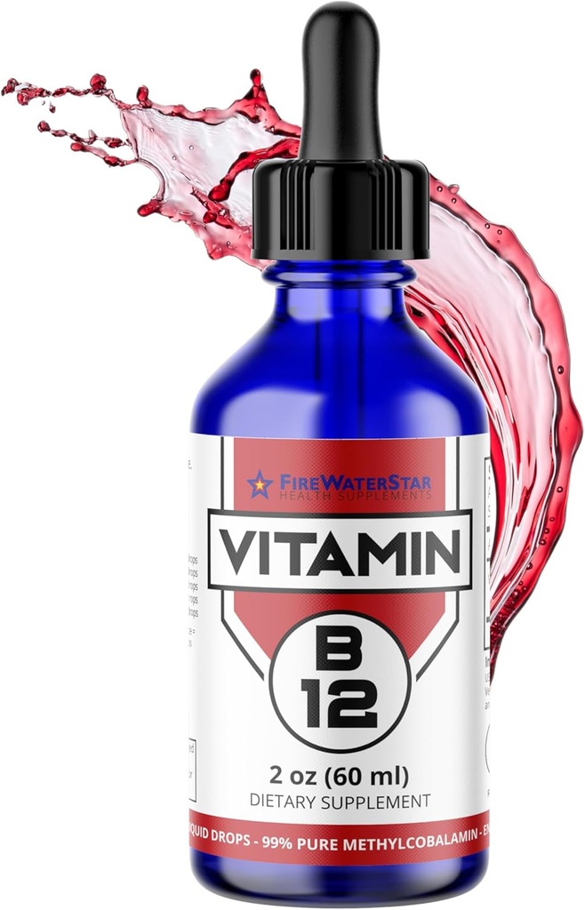 FWS Liquid B12 Drops Vitamin B12 Supplement 5000 mcg Sublingual Methylcobalamin Organic Non-GMO Vegan High Absorption Methyl B12 Justerbar dosering stöder ökad energiproduktion
