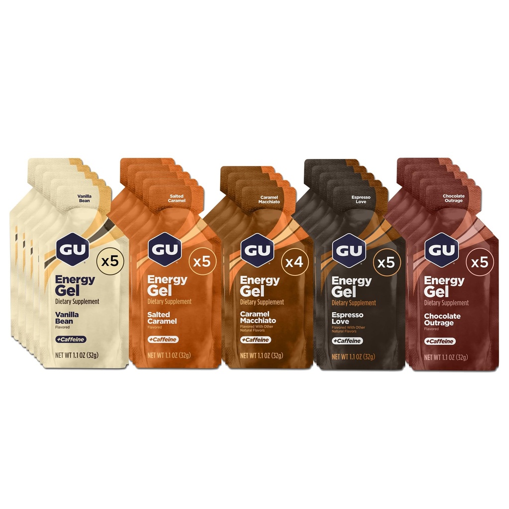 GU Energy Original Sports Nutrition Energy Gel, Vegan, Gluteeniton, Kosher, ja Dairy-free On-the-Go Energy mihinkään workout, 24 count, valikoituja hellävaraisia makuja