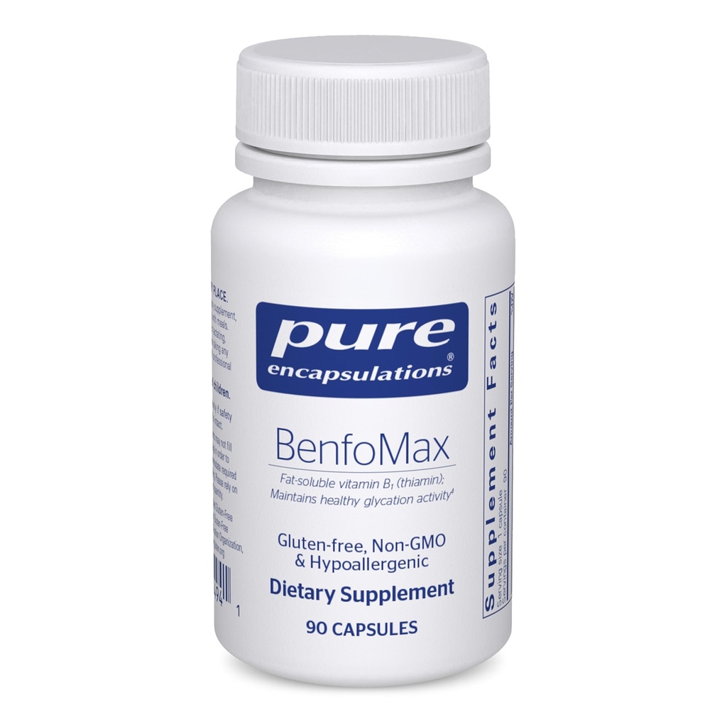 Rena inkapslingar BenfoMax 90-talet - 200 mg Benfotiamine - Vitamin B1 Thiamin Supplement - Stöder hjärt- och metabolismhälsa - Vegan & icke-GMO - 90 kapslar