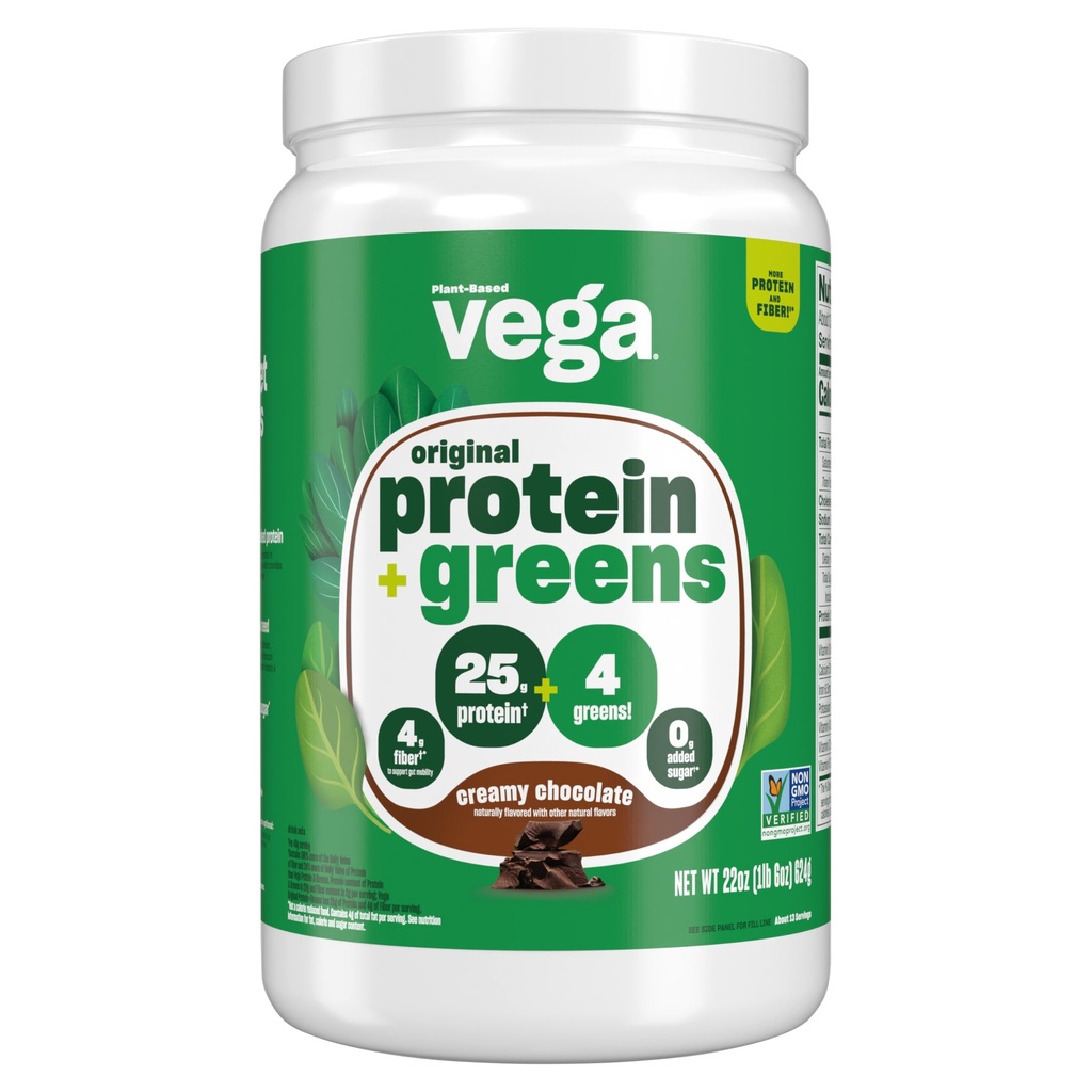 Vega Protein och Greens Protein Powder, Chocolate - 20g Plant Based Protein Plus Veggies, Vegan, Non GMO, Pea Protein för kvinnor och män, 1,3 lbs