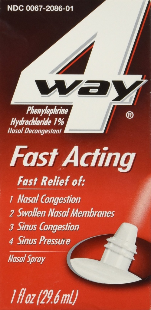 4Way Fast Acting Nasal Spray aikuisille ja lapsille 12+, Sinus Congestion Relief ja Nenän Ruuansulatus Relief Nenän suihke - 1 Fl Oz Spray pullo