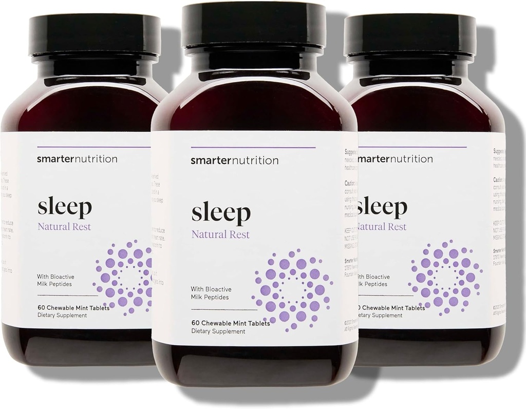 Smartter Nutrition Smartter Sleep Melatoniinin liukenevat tabletit 4,5 mg + luonnollinen kliinisesti todistettu Lactium® sleep & Stress Support - Mint Flavor Melatoniinitabletit - ei-GMO-180 Count[90-päivä tarjonta]
