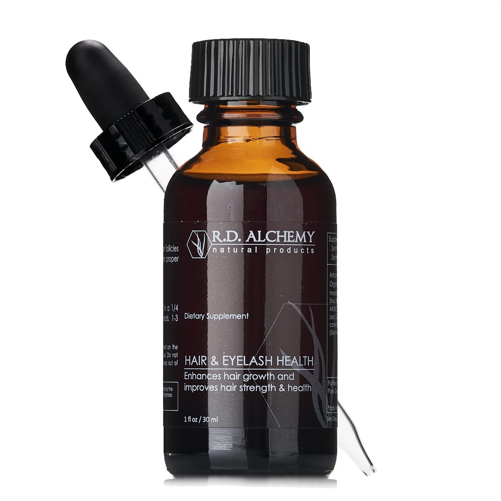 RD Alchemy - 100% naturligt och organiskt hår hälsa och ögonfrans extrakt - Förbättra hårväxt, hälsa och glänsa medan du minskar Split Ends, grå och håravfall - Längd ögonfransar