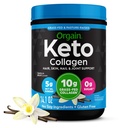 Orgain Keto Collagen Protein Powder, Vanilla - 10g Grass Fed Hydrolysed Collagen Peptides for Women & Men, Tyyppi I & III, 5g MCT Oil - Hiukset, iho, kynsi & niveltuki, ei-GMO, Gluteeniton - 0,88lb