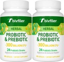 Probiotika för kvinnor män- 300 miljarder CFU, 24 Strains Probiotic + 15 Organiska örter Prebiotika Blend, Pre och Probiotika, för Digestive Health, Immune & Gut, Diarrhea, Bloating, Vegan, 4 månaders leverans