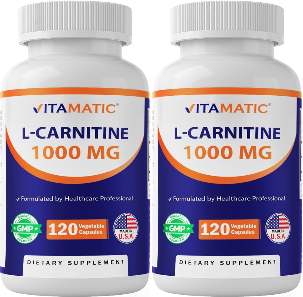 Vitamaattinen L-karnitiini Fumarate 1000 mg - 120 Vihanneskapseli (2 pulloa)