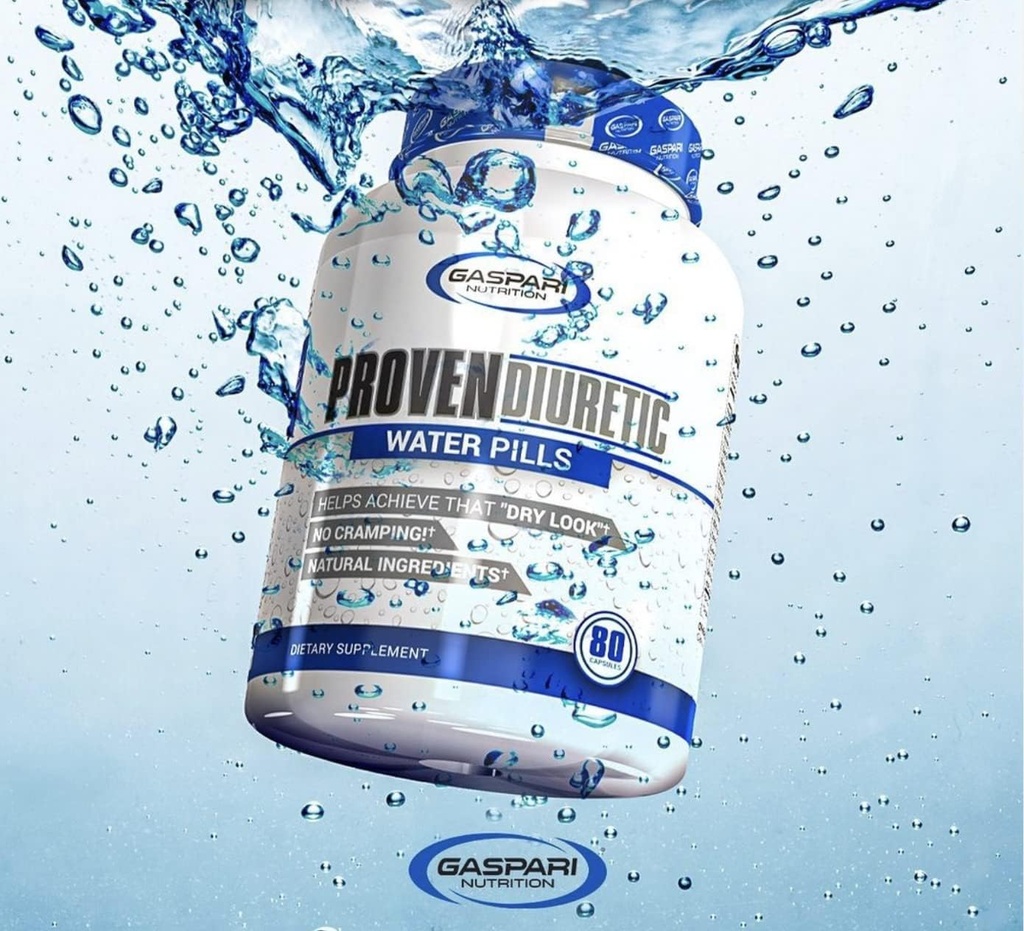 Gaspari Nutrition Proven Diuretic, Professional Bodybuilding Supplement, Sheds Water Fast, ger torr look, naturliga ingredienser, ingen kramp (80 kapslar)