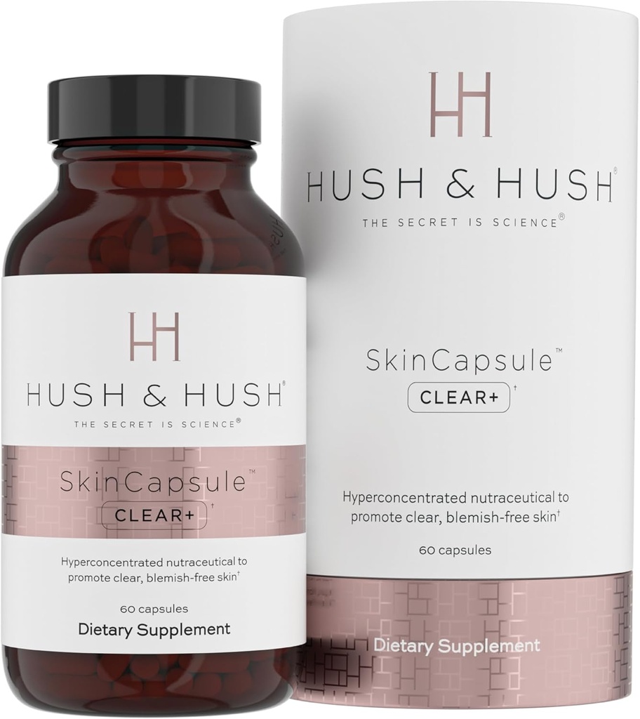 Hysh & Hysh SkinCapsuleTM Clear+, ihonhoito lisäravinteet, vegaaninen, akne hoito kasvoihin, puhdas Nutraceuticals lisäravinteet, jotka sisältävät A-vitamiinia, kurkuma, Voikukan juuri, Sinkki - 60 kapselia