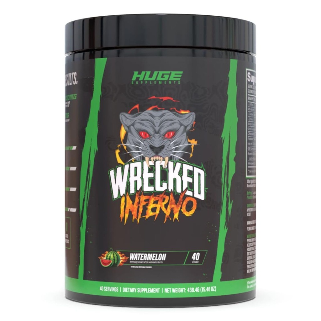 Wrecked Inferno - Thermogenic Pre Treenout miehille & naisille, lisätä energiaa, lisätä thermogeneesiä ja aineenvaihduntaa, parantaa liikunnan suorituskykyä - sisältää L-sitruliini, L-karnitiini, Beta-Alanine & enemmän