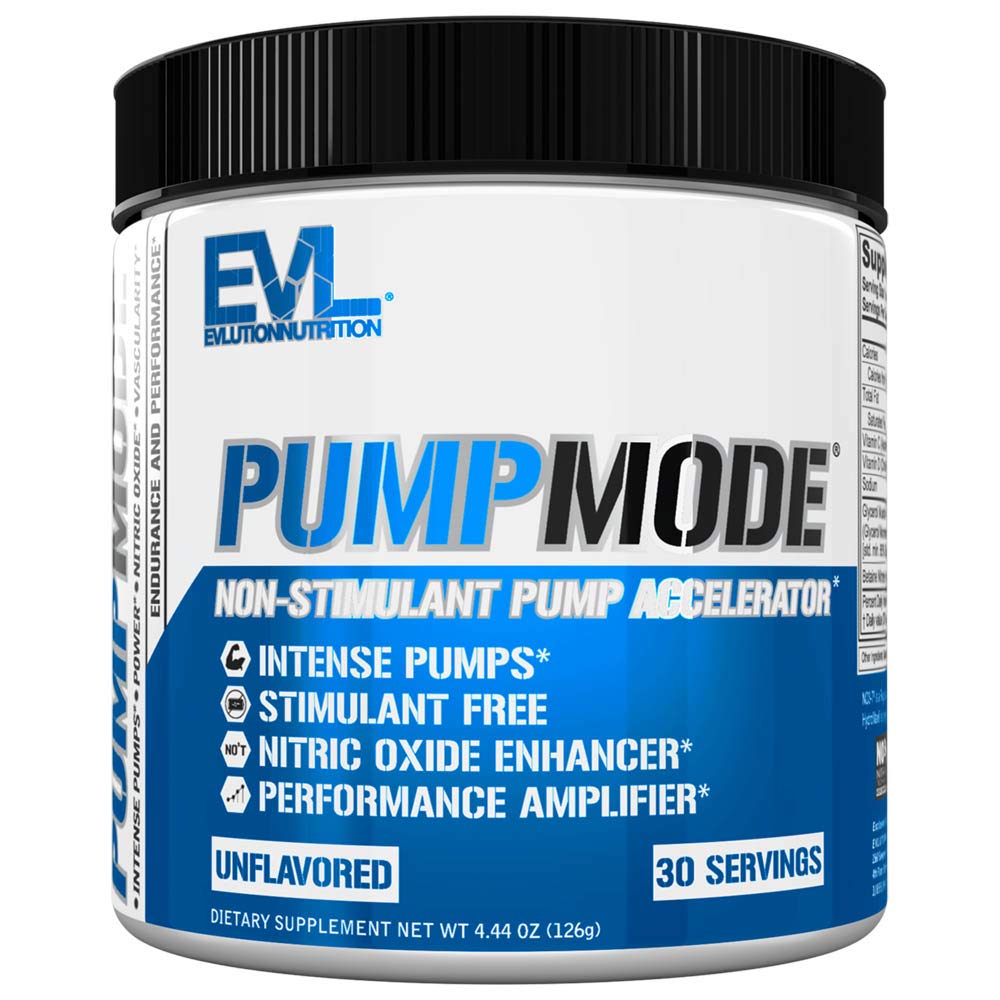 EVL PumpMode Nitric Oxide Supplement - Nitric Oxide Booster Pump Pre Workout Powder med Glycerol och Betaine for Muscle Recovery Growth and Endurance - Stim Free Pre Workout Drink (Unflavored)
